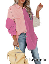 luvamia Womens Shacket Jacket Oversized Corduroy Button Down Shirt Long Sleeve Tops