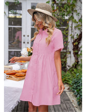 luvamia Shirt Dresses for Women Button Down Babydoll Collared Swing A Line Short Tunic Dress