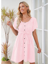 luvamia Denim Dress for Women Off The Shoulder Dresses Puff Sleeve Elastic Waist A Line Short Western Jean Dress Belted