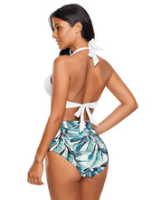luvamia Women's Halter Self Tie Ruched High Waist Two Piece Bikini Set Swimsuits