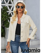 luvamia Women's Basic Button Down Stretch Fitted Long Sleeves Denim Jean Jacket