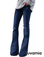 luvamia Women's Ripped Flare Bell Bottom Jeans Pants Retro Wide Leg Denim Pants