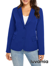 luvamia Women's Long Sleeve Formal Notch Lapel Button Down Blazer Pockets Jacket