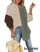 luvamia Womens Shacket Jacket Oversized Corduroy Button Down Shirt Long Sleeve Tops