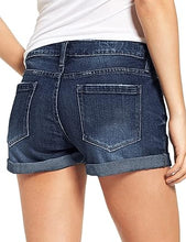 luvamia Women's Casual Ripped Denim Shorts Mid Rise Stretch Folded Hem Short Jeans