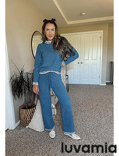 LUVAMIA Women's 2 Piece Long Lounge Sets Mega Stretch Wide Winter Top and Pants Full Acrylic