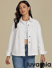 LUVAMIA Women's Street Fashion Denim Jacket Lapel Long Sleeve Coat