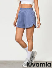 LUVAMIA Women's Brief High-Waisted Elastic-Waist Athletic Wide-Leg Shorts