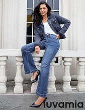 LUVAMIA Casual Western Denim Jacket Women Button Front Long Sleeve Vintage with Functional Pockets