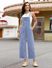 luvamia FleXclusive Denim Overalls for Women Wide Leg Capri Jean Jumpsuit Loose Fit Summer Stretchy Bib Overall Embroidered Raw Hem