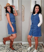 luvamia Women's Casual V Neck Sleeveless Jeans Button Down Denim Short Dress