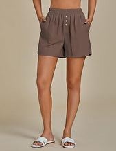 2025 Women's Relaxed Lightweight Shorts with Elastic Waistband and Front Button
