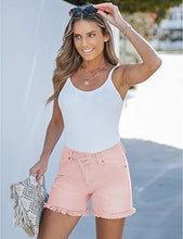 luvamia Jean Shorts for Women High Wasited Trendy Stretchy Crossover Wasit Denim Shorts Raw Hem Casual Summer Pockets