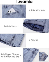 luvamia FleXclusive Jean Skorts for Woman High Waisted Side Slit Mini Short Skirt with Shorts Stretchy Denim Skirts Country Concert
