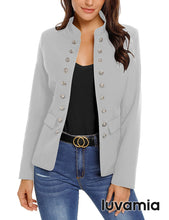 luvamia Women's Open Front Long Sleeves Work Blazer Casual Buttons Jacket Suit