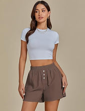 2025 Women's Relaxed Lightweight Shorts with Elastic Waistband and Front Button