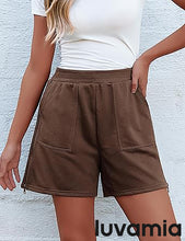 LUVAMIA Women's High Waist Elastic Waistband Shorts Regular Comfort Silhouette