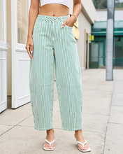 luvamia Barrel Jeans for Women Trendy Baggy Wide Leg Striped High Waisted Cropped Casual Pinstripe Stretchy Denim Pants