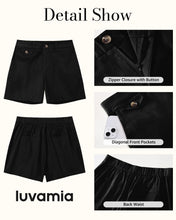 LUVAMIA Women's Shorts High Waist Zipper Closure Elastic Band Waistband Casual Wear Short Pants