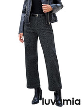 luvamia Wide Leg Jeans Woman Trendy High Waisted Leopard Cheetah Print Ankle Length Stretchy Denim Pants with Pockets