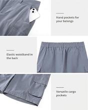 luvamia Cargo Shorts Women High Waisted Casual Elastic Waist 7" Inseam Mid Thigh Hiking Golf Shorts with Utility Pockets