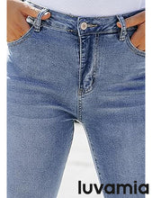 LUVAMIA Women's Full Length High Waist Skinny Fit Denim Slight Stretch Slim Jeans