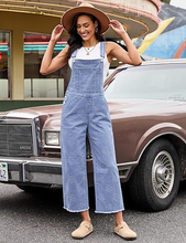 luvamia FleXclusive Denim Overalls for Women Wide Leg Capri Jean Jumpsuit Loose Fit Summer Stretchy Bib Overall Embroidered Raw Hem