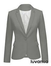 luvamia Women's Long Sleeve Formal Notch Lapel Button Down Blazer Pockets Jacket