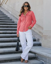 luvamia Women Chambray Jean Western Shirts Long Sleeve Button Down Denim Shirt Tops