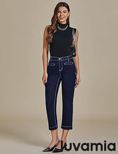 luvamia Capri Jeans for Women High Waisted Slim Straight Stretchy Denim Capris Pants Welt Pockets Casual Cropped Jeans