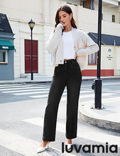 LUVAMIA Women's Wide-leg Jeans High Waist Fashion Jeans Trousers Jeans Versatile Commuter Style
