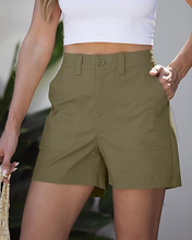 luvamia Summer Shorts for Women High Waisted Dressy Causal Cotton Chino Elastic Waist 5 Inch Inseam Mid Thigh Shorts