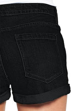 luvamia Women's Ripped Denim Jean Shorts Mid Rise Stretchy Folded Hem Short Jeans