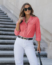 luvamia Women Chambray Jean Western Shirts Long Sleeve Button Down Denim Shirt Tops