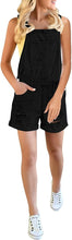 luvamia Women's Ripped Short Overalls Adjustable Denim Bib Overall Shorts Romper