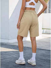 luvamia Hiking Shorts for Women Bermuda Knee Length Cargo Pull On Quick Dry Elastic Waist Sport 9'' Inseam Long Shorts