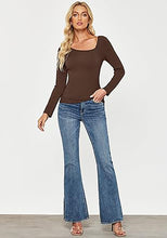 LUVAMIA Fitted Long Sleeve Slim Women Y2K Shirts Raglan Mega Stretch Top Blouses