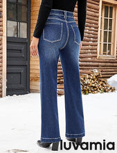 luvamia Flare Jeans for Women Thin Fleece Lined High Waisted Wide Leg Trendy Fall Stretchy Denim Pants Trouser Jeans