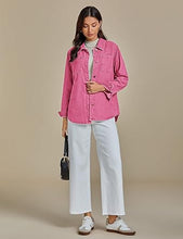 LUVAMIA Denim Jackets for Women Trendy Long Sleeve Button Down Shirt Jacket with Pocket