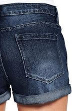 luvamia Women's Casual Ripped Denim Shorts Mid Rise Stretch Folded Hem Short Jeans