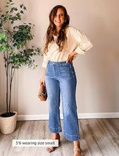 luvamia Wide Leg Jeans for Women Trendy High Waisted Flare Jeans Cropped Denim Pants Stretchy Baggy with Patch Pockets