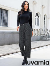 luvamia Wide Leg Jeans Woman Trendy High Waisted Leopard Cheetah Print Ankle Length Stretchy Denim Pants with Pockets