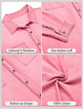 luvamia Women Chambray Jean Western Shirts Long Sleeve Button Down Denim Shirt Tops