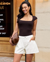 luvamia FleXclusive Jean Shorts for Women High Waisted Baggy Wide Leg Elastic Waist Mom Denim Shorts 4" Inseam Casual Summer Jorts