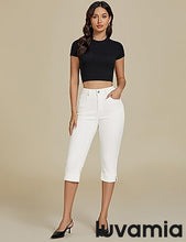 LUVAMIA Women Skinny Capri High Rise Denim Stretch Cropped Jeans