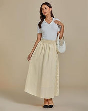 LUVAMIA Women's Summer Long Lightweight Flowy Skirt Stripe Maxi Fashion