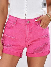 luvamia Women's Ripped Denim Jean Shorts High Waisted Stretchy Folded Hem Short Jeans
