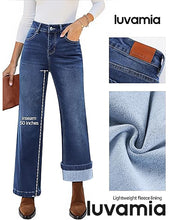 luvamia Flare Jeans for Women Thin Fleece Lined High Waisted Wide Leg Trendy Fall Stretchy Denim Pants Trouser Jeans