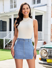 luvamia FleXclusive Jean Skorts for Woman High Waisted Side Slit Mini Short Skirt with Shorts Stretchy Denim Skirts Country Concert