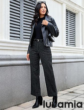 luvamia Wide Leg Jeans Woman Trendy High Waisted Leopard Cheetah Print Ankle Length Stretchy Denim Pants with Pockets